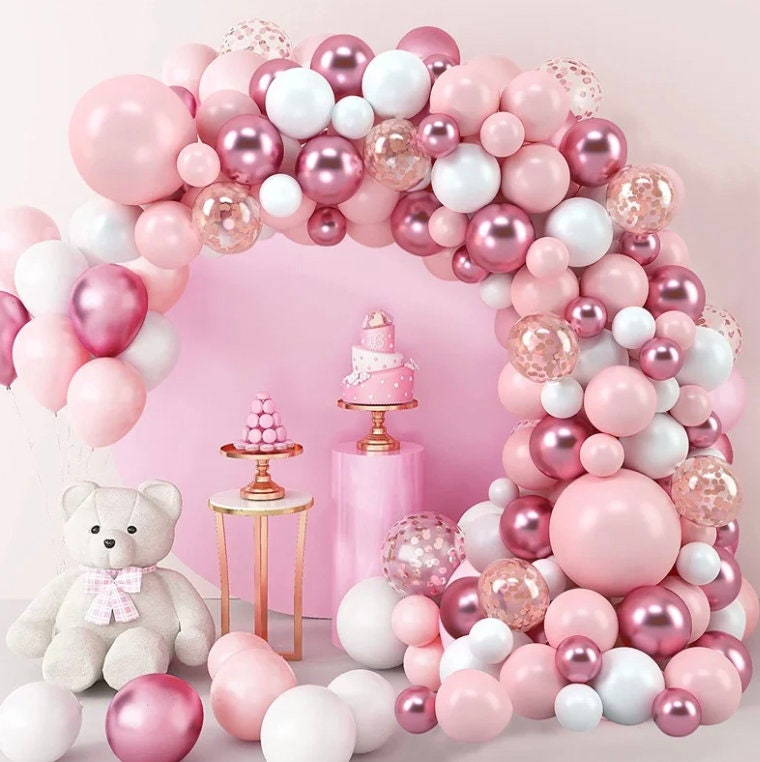 127Pcs Pink And White Confetti Balloons Arch Garland Kit Birthday Party Wedding Decor Baby Shower