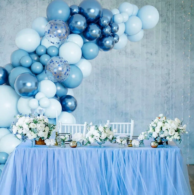 109Pcs Metallic And Light Blue Balloons Arch Garland Kit Baby Shower Birthday Party Wedding Decor