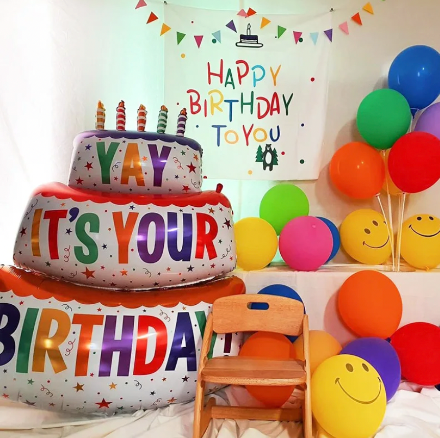 Large JUMBO 39" Happy Birthday Inflatable Cake Shape Balloon "ITS YOUR BIRTHDAY"