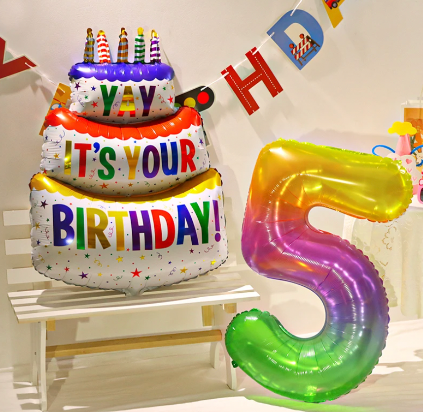 Large JUMBO 39" Happy Birthday Inflatable Cake Shape Balloon "ITS YOUR BIRTHDAY"