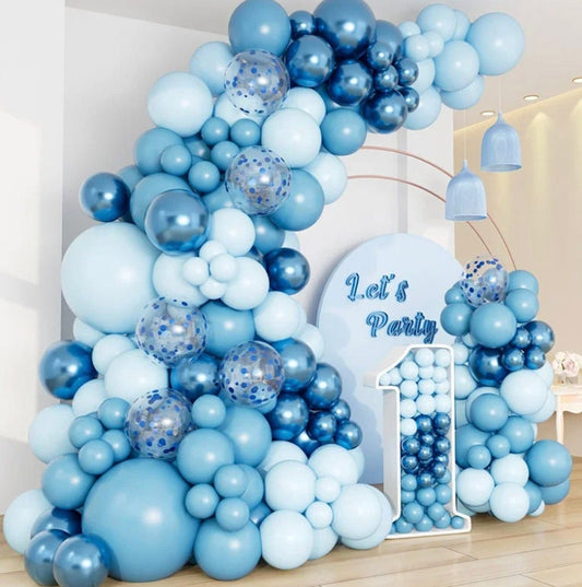 109Pcs Metallic And Light Blue Balloons Arch Garland Kit Baby Shower Birthday Party Wedding Decor