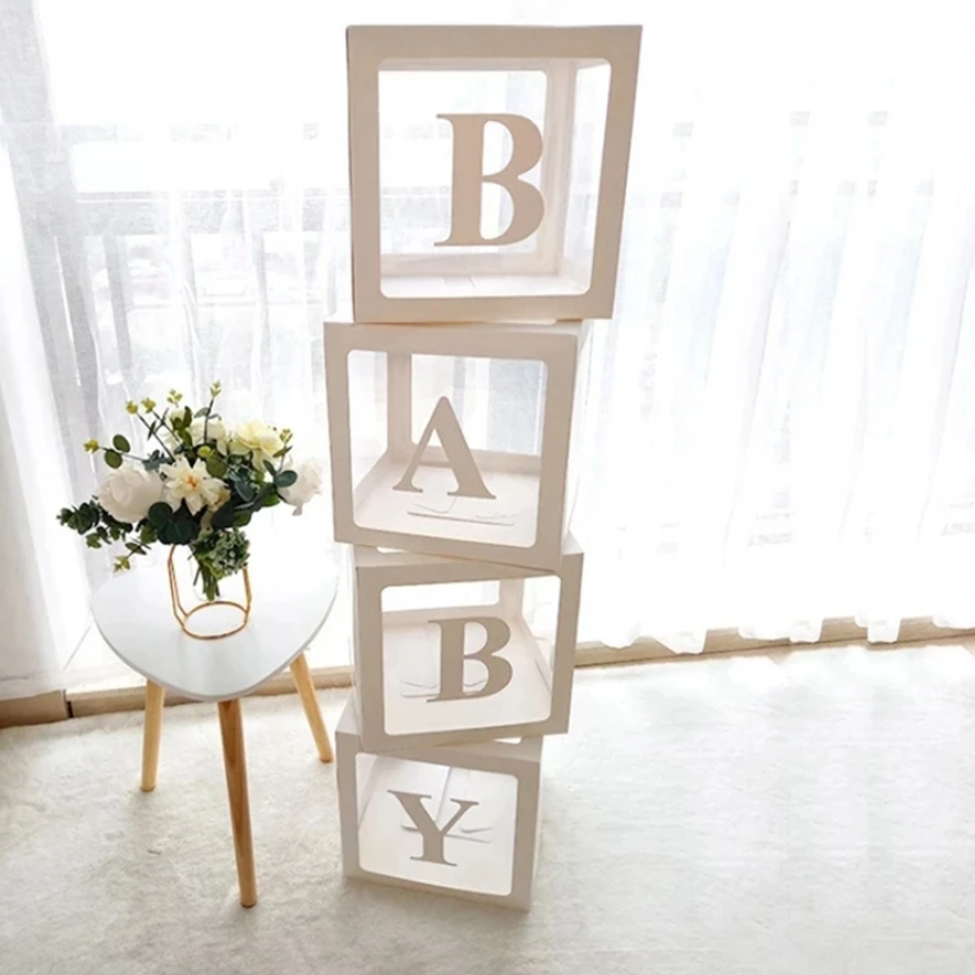 0-9 Numbers Baby Shower Birthday Décor Gift Box Transparent Balloons Packing DIY Letter Cube