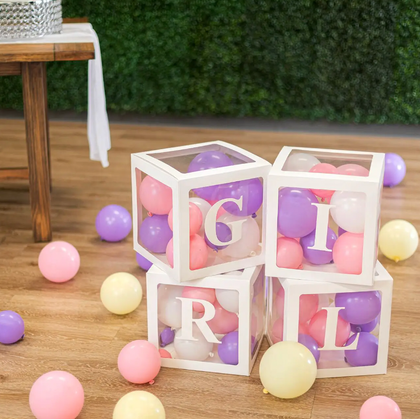 0-9 Numbers Baby Shower Birthday Décor Gift Box Transparent Balloons Packing DIY Letter Cube