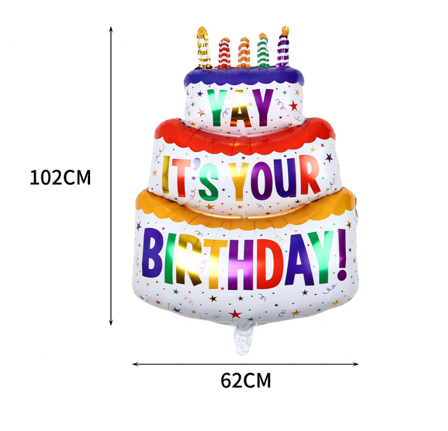 Large JUMBO 39" Happy Birthday Inflatable Cake Shape Balloon "ITS YOUR BIRTHDAY"
