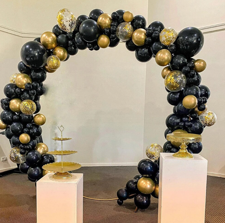 117Pcs Black And Metallic Gold And Confetti Balloon Garland Arch Kit Bundle Latex Decoration