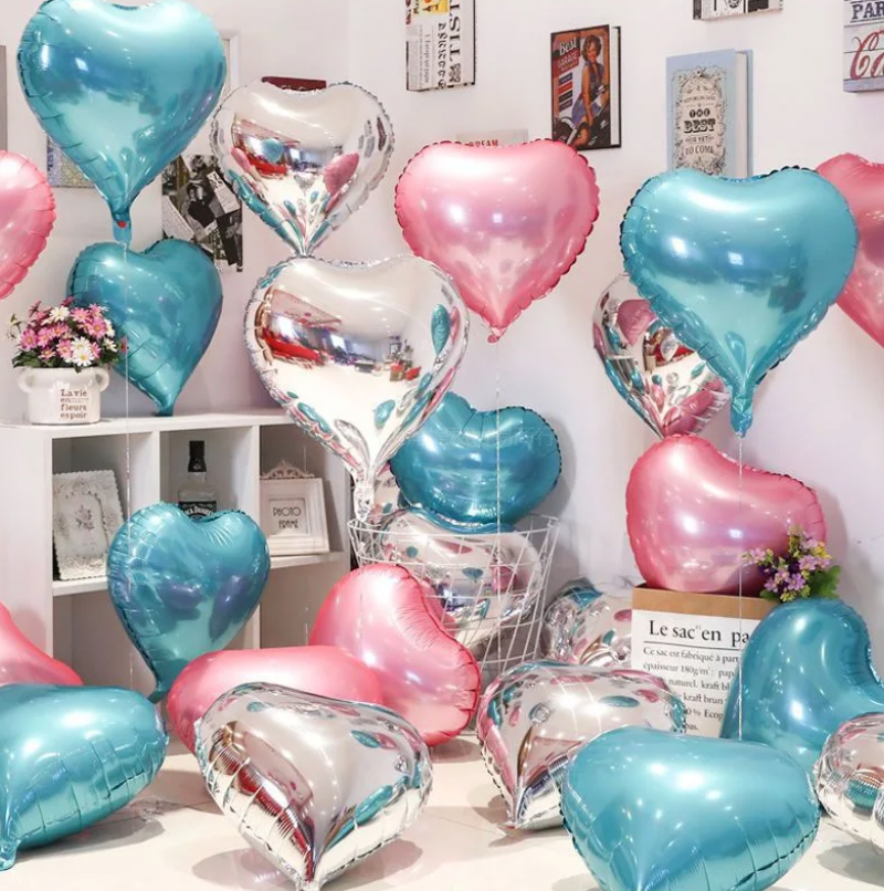 10pcs 18-inch Multiple Colours Heart Foil Balloons: Engagement Helium Balloon Love Wedding Decorations for Birthday Party & Valentine's Day, Party Props Decor