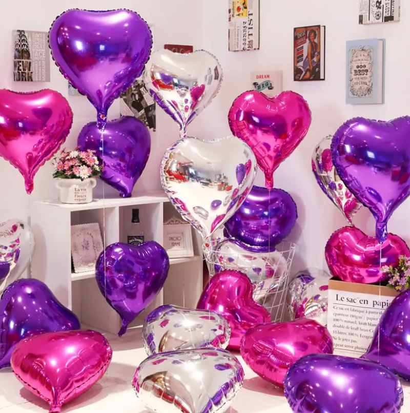 10pcs 18-inch Multiple Colours Heart Foil Balloons: Engagement Helium Balloon Love Wedding Decorations for Birthday Party & Valentine's Day, Party Props Decor