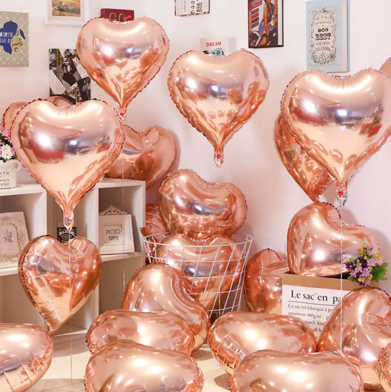 10pcs 18-inch Multiple Colours Heart Foil Balloons: Engagement Helium Balloon Love Wedding Decorations for Birthday Party & Valentine's Day, Party Props Decor