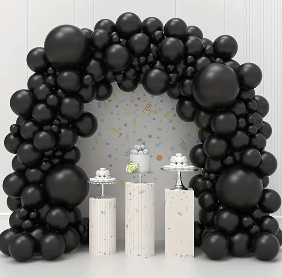 100Pcs Black Matte Garland Arch Kit Bundle Latex Birthday Celebration Decoration