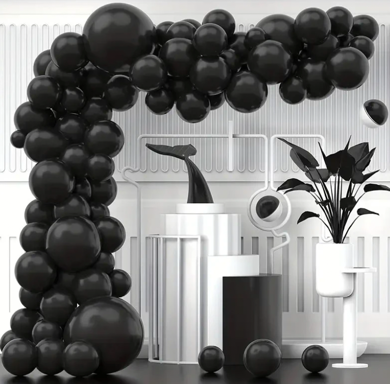 100Pcs Black Matte Garland Arch Kit Bundle Latex Birthday Celebration Decoration