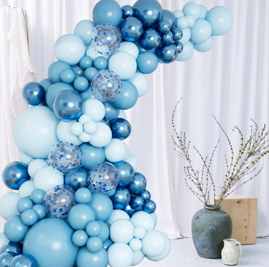 109Pcs Metallic And Light Blue Balloons Arch Garland Kit Baby Shower Birthday Party Wedding Decor