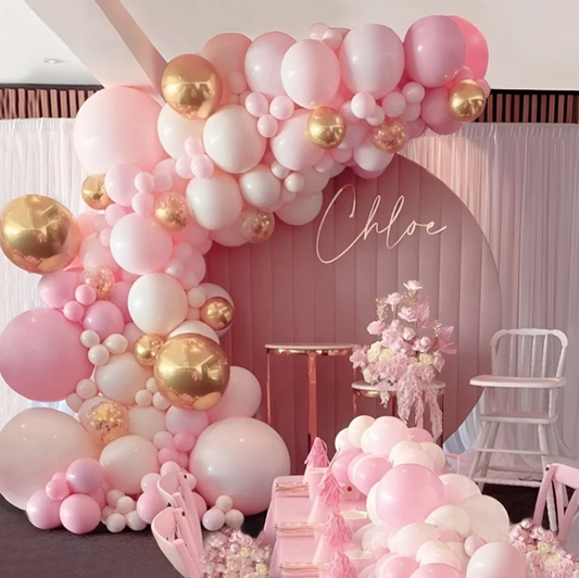 104Pcs Pink And Gold Balloons Arch Garland Kit Baby Shower Birthday Party Wedding Decor