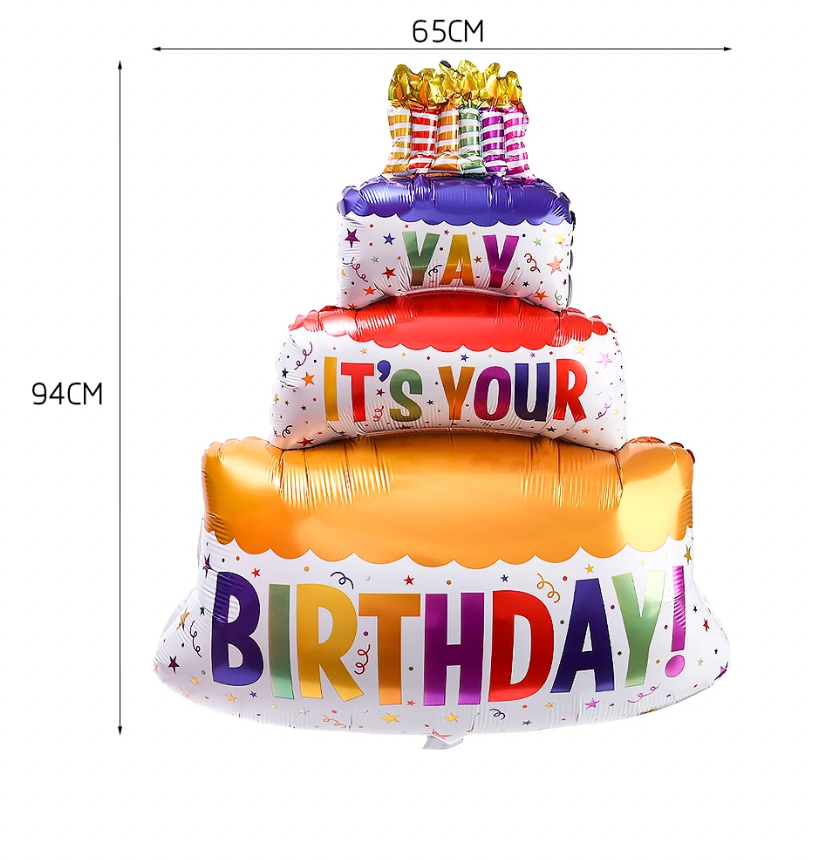 Large JUMBO 39" Happy Birthday Inflatable Cake Shape Balloon "ITS YOUR BIRTHDAY"