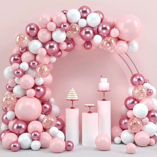 127Pcs Pink And White Confetti Balloons Arch Garland Kit Birthday Party Wedding Decor Baby Shower